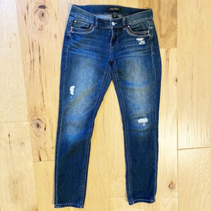 White House Black Market Distressed Denim Blue Stretchy Slim Ankle Jeans Size 00